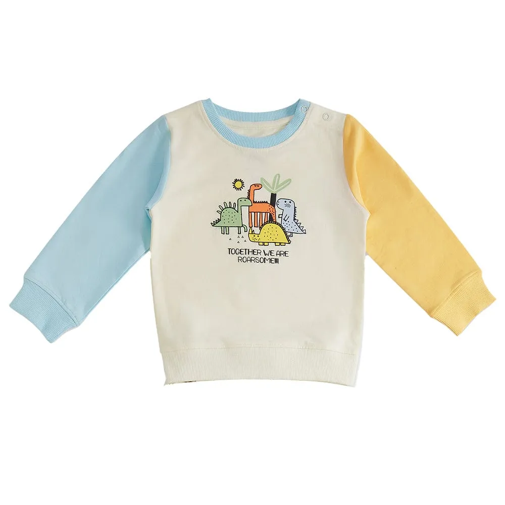 100% Cotton Full Sleeve Boy Sweatshirts, Off white