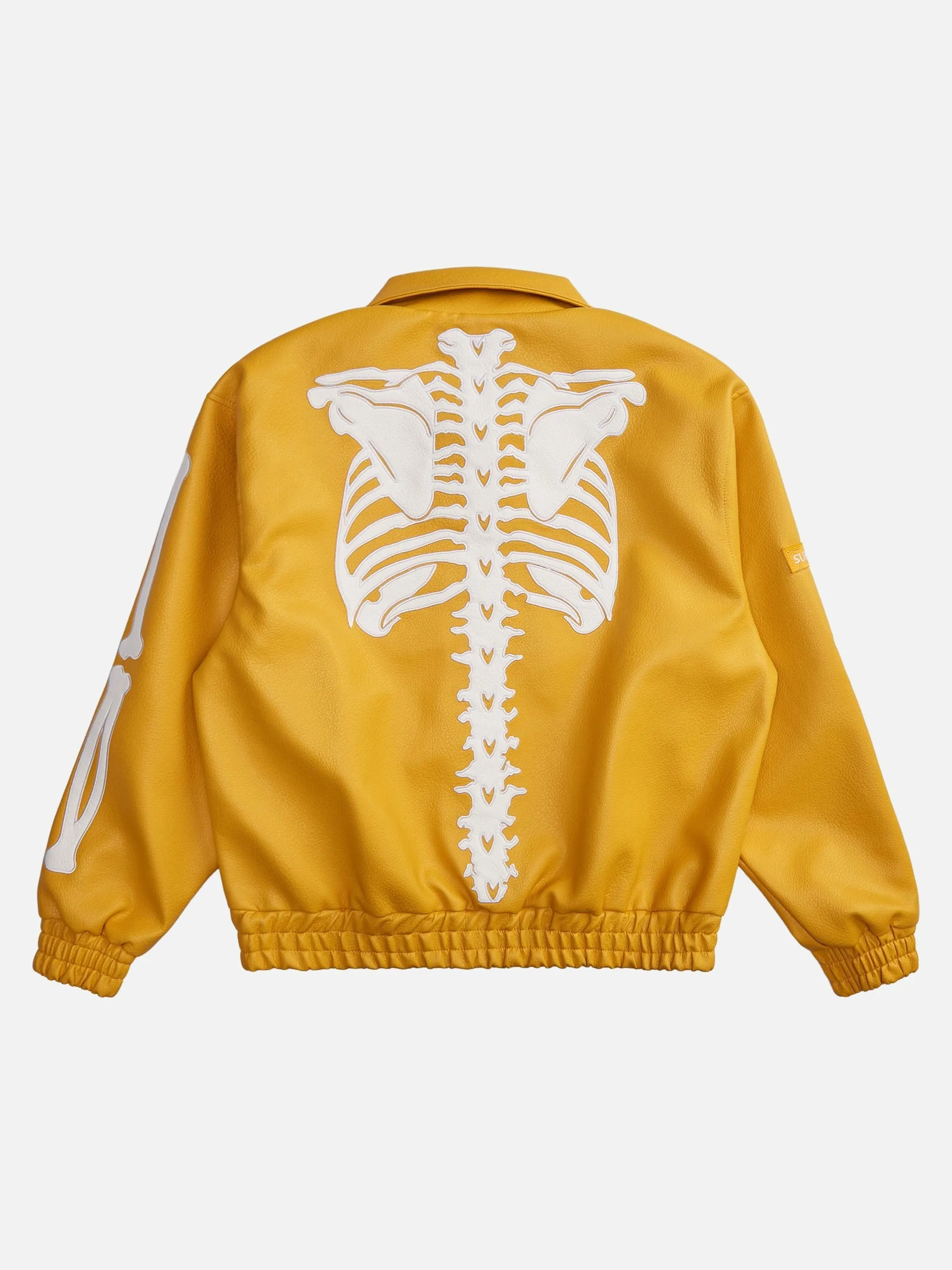 1984 Hip Hop Bones Embroidered Leather Jacket - 1833