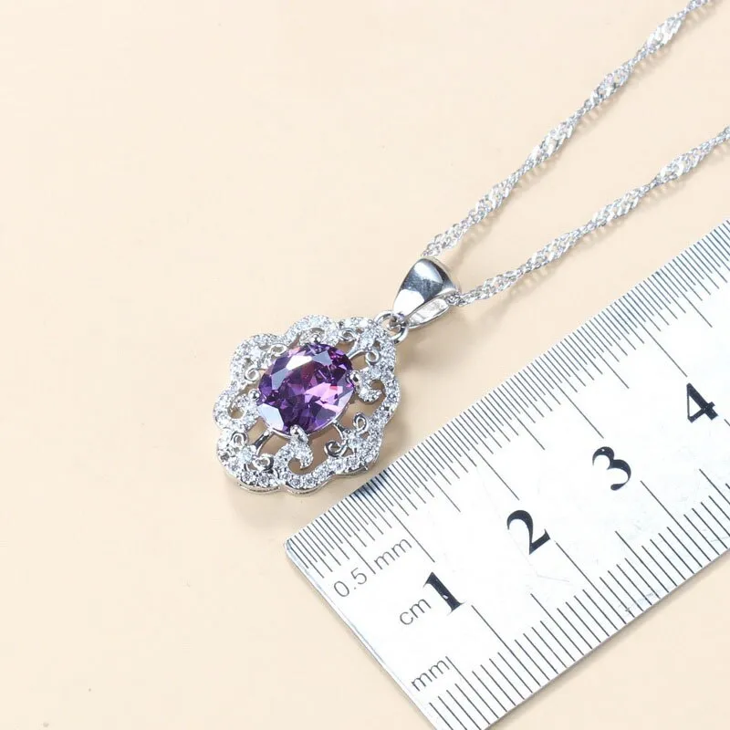 2022 New Fashion Jewelry Sets Women Accessories Romantic Natural Amethyst Dangle Earrings Bracelet And Ring 7-Color Sets