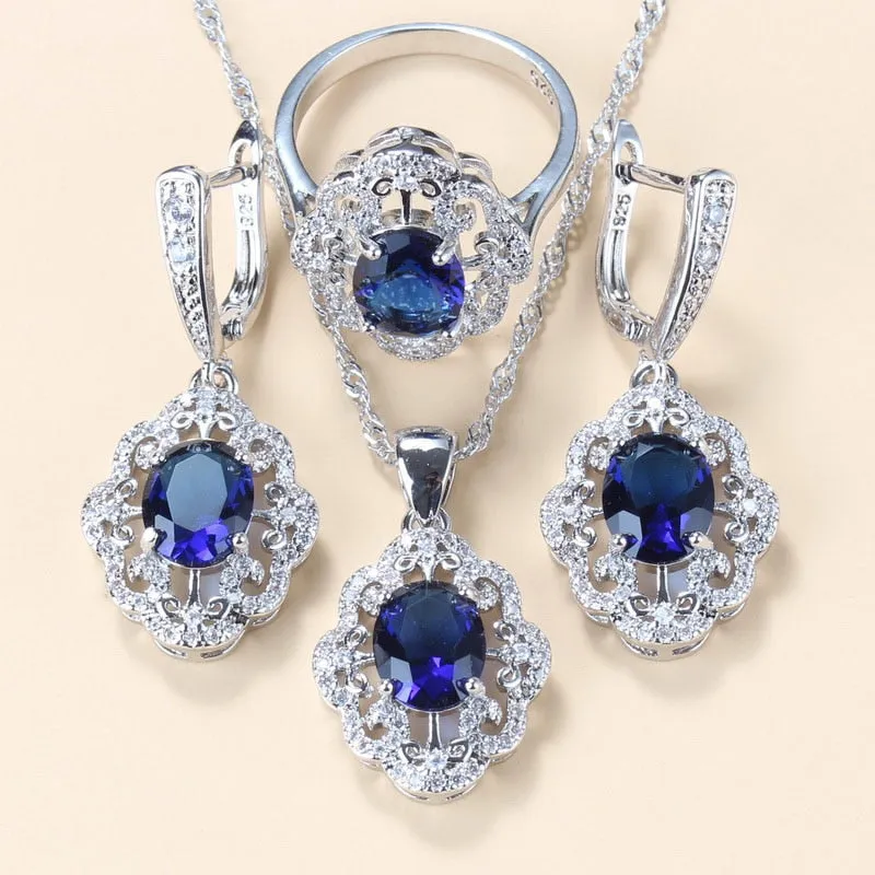 2022 New Fashion Jewelry Sets Women Accessories Romantic Natural Amethyst Dangle Earrings Bracelet And Ring 7-Color Sets