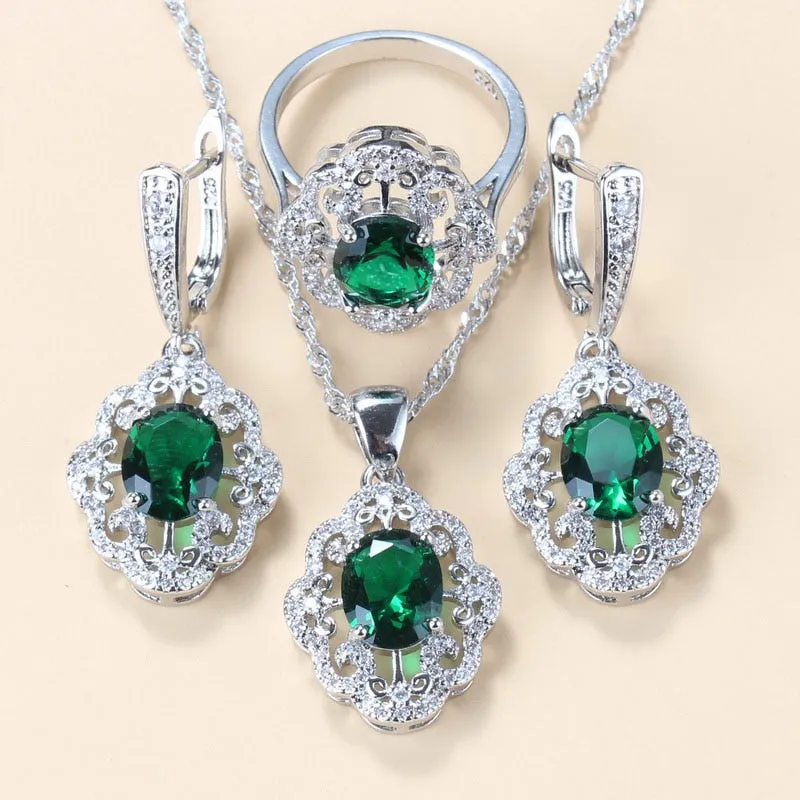 2022 New Fashion Jewelry Sets Women Accessories Romantic Natural Amethyst Dangle Earrings Bracelet And Ring 7-Color Sets