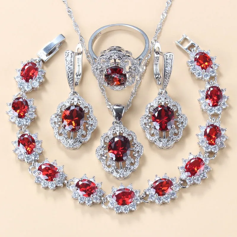 2022 New Fashion Jewelry Sets Women Accessories Romantic Natural Amethyst Dangle Earrings Bracelet And Ring 7-Color Sets
