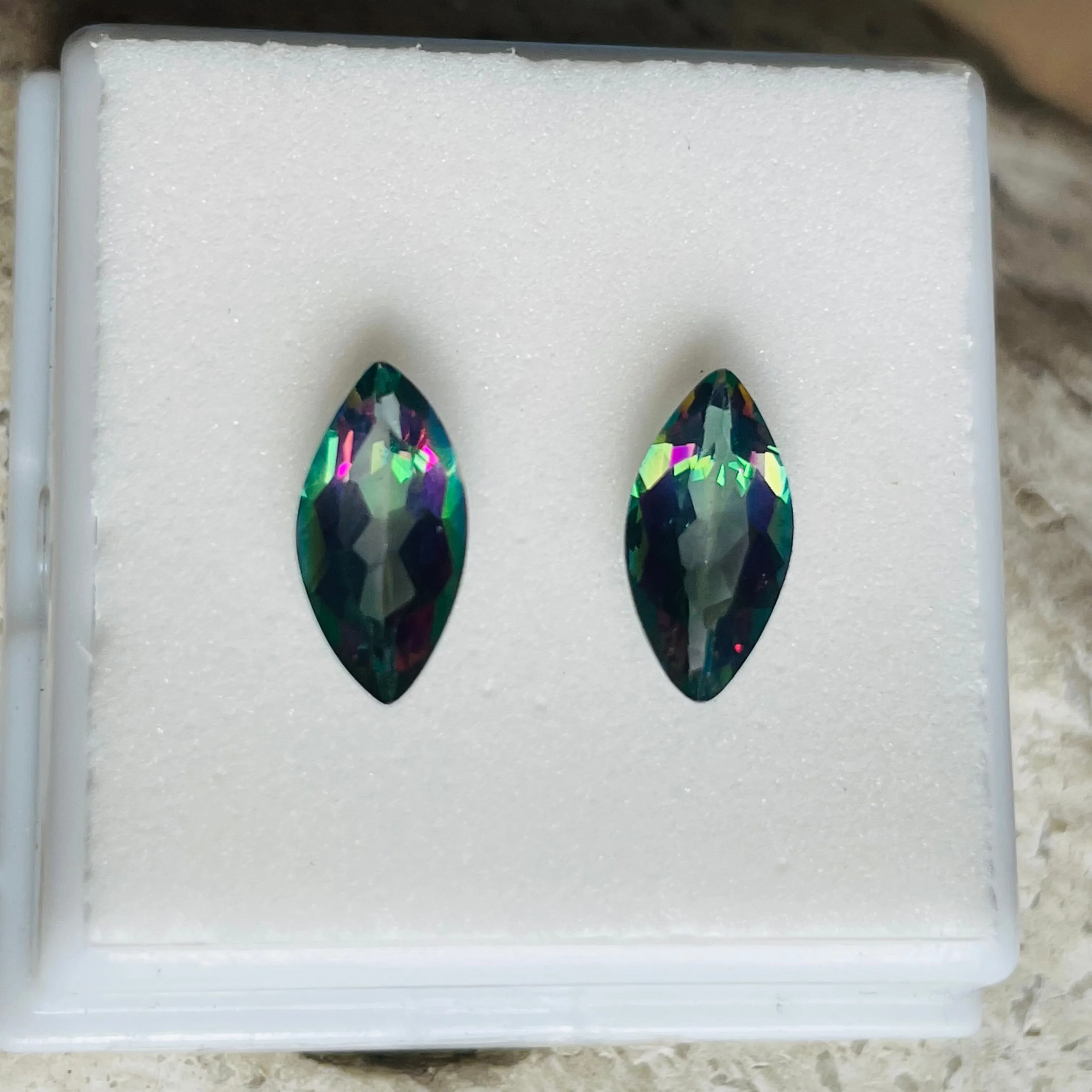 3 CTW Mystic Fire Topaz Loose Gem Stone Marquise Shape Aura Borealis 12x6mm Set