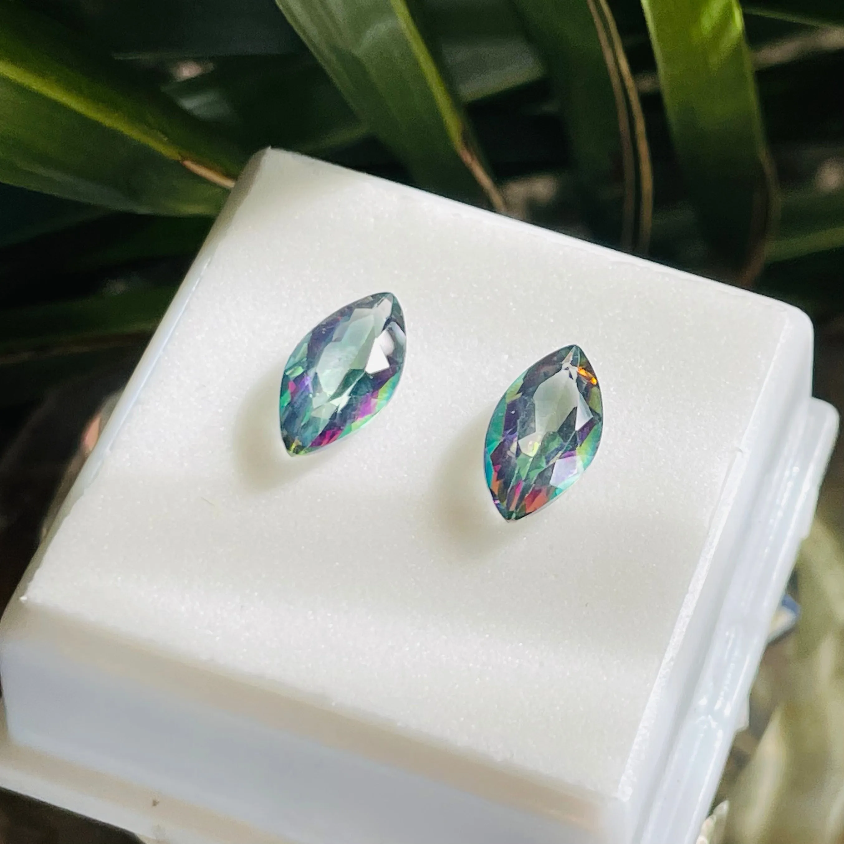 3 CTW Mystic Fire Topaz Loose Gem Stone Marquise Shape Aura Borealis 12x6mm Set