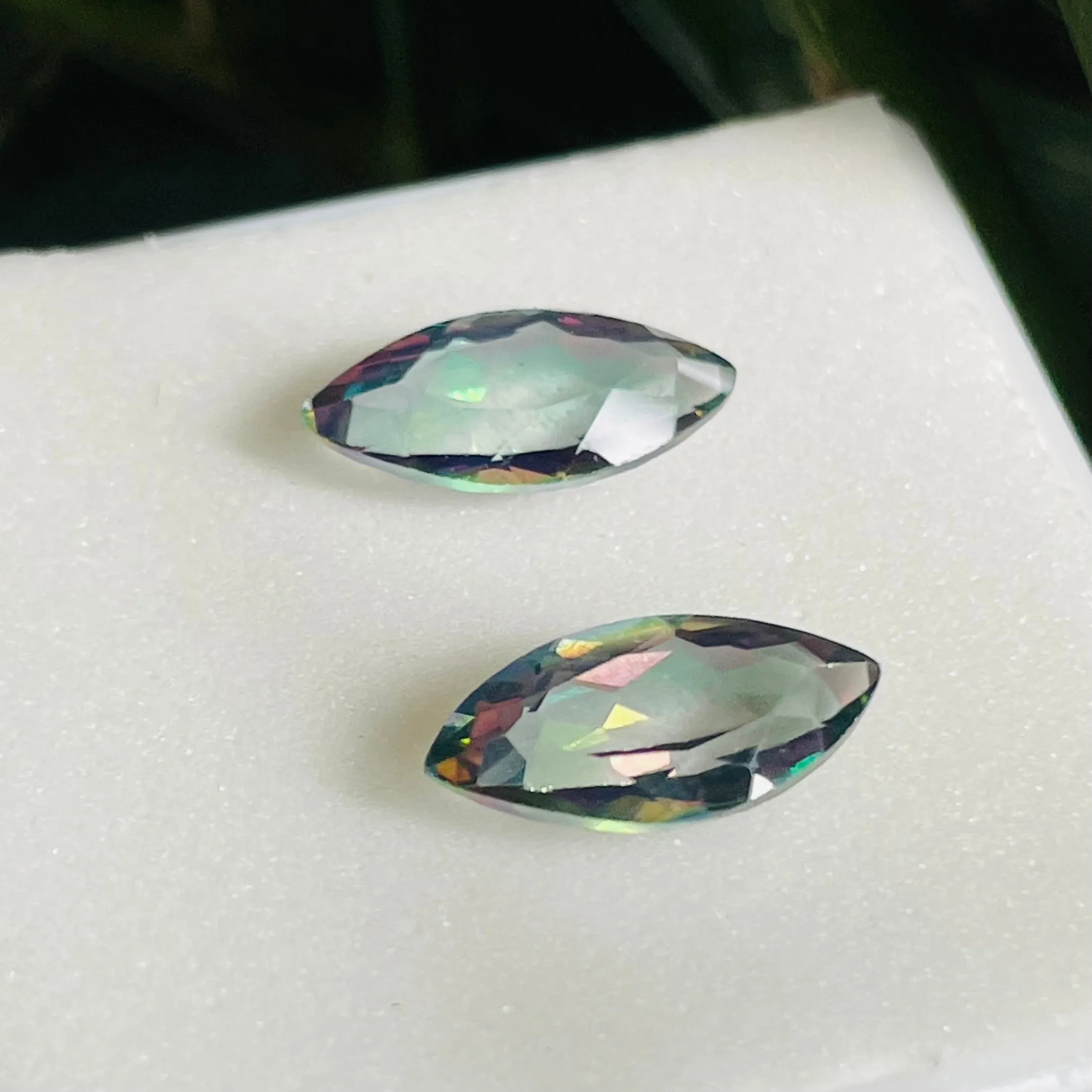 3 CTW Mystic Fire Topaz Loose Gem Stone Marquise Shape Aura Borealis 12x6mm Set