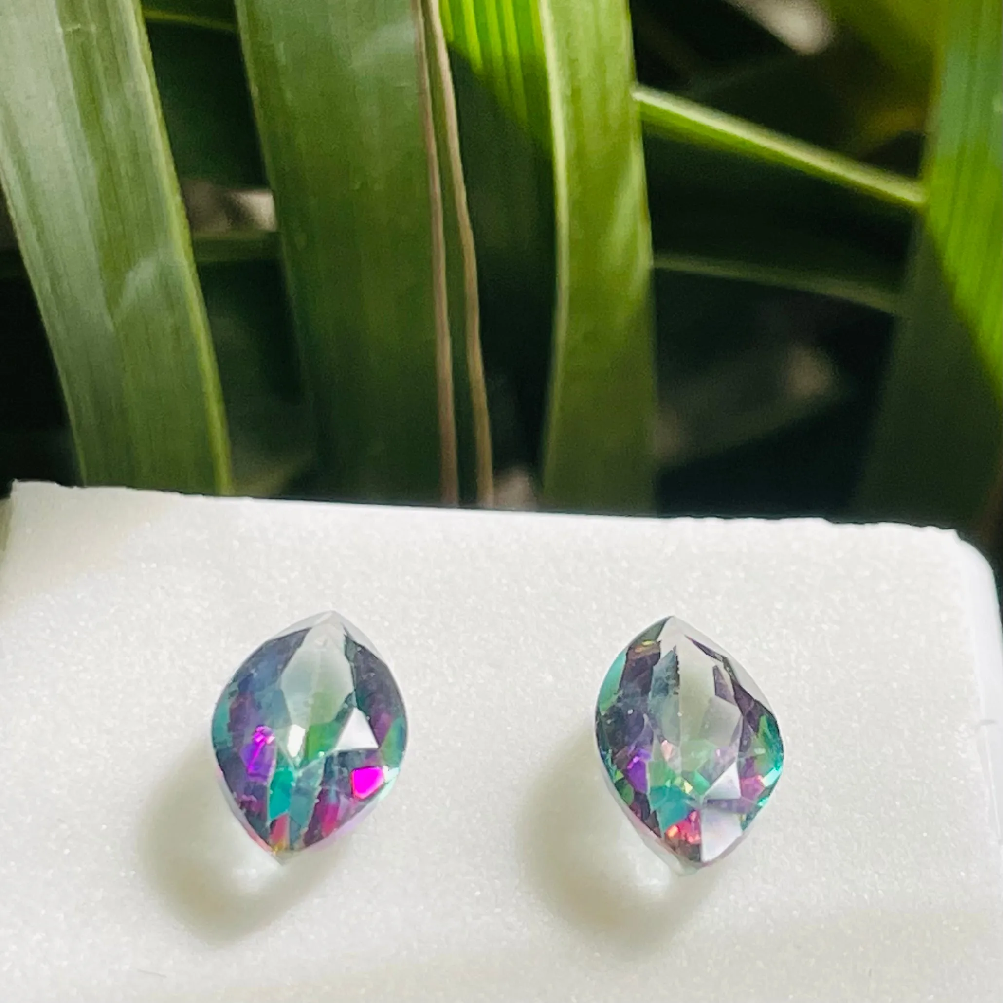 3 CTW Mystic Fire Topaz Loose Gem Stone Marquise Shape Aura Borealis 12x6mm Set