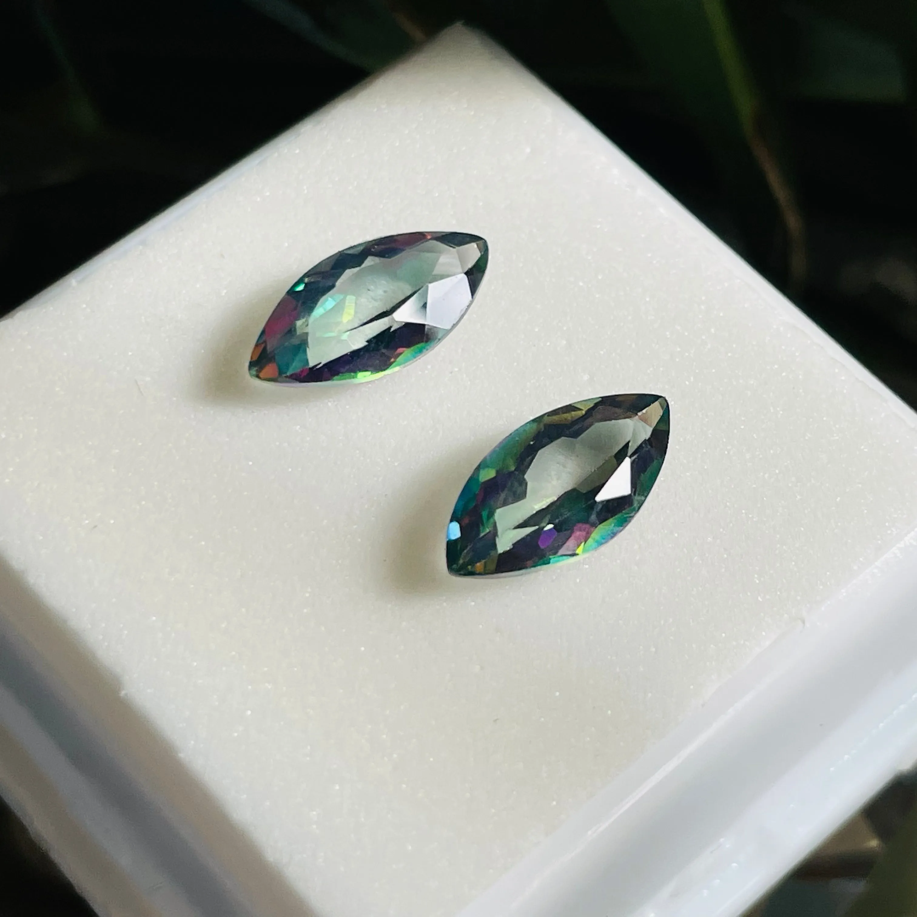 3 CTW Mystic Fire Topaz Loose Gem Stone Marquise Shape Aura Borealis 12x6mm Set