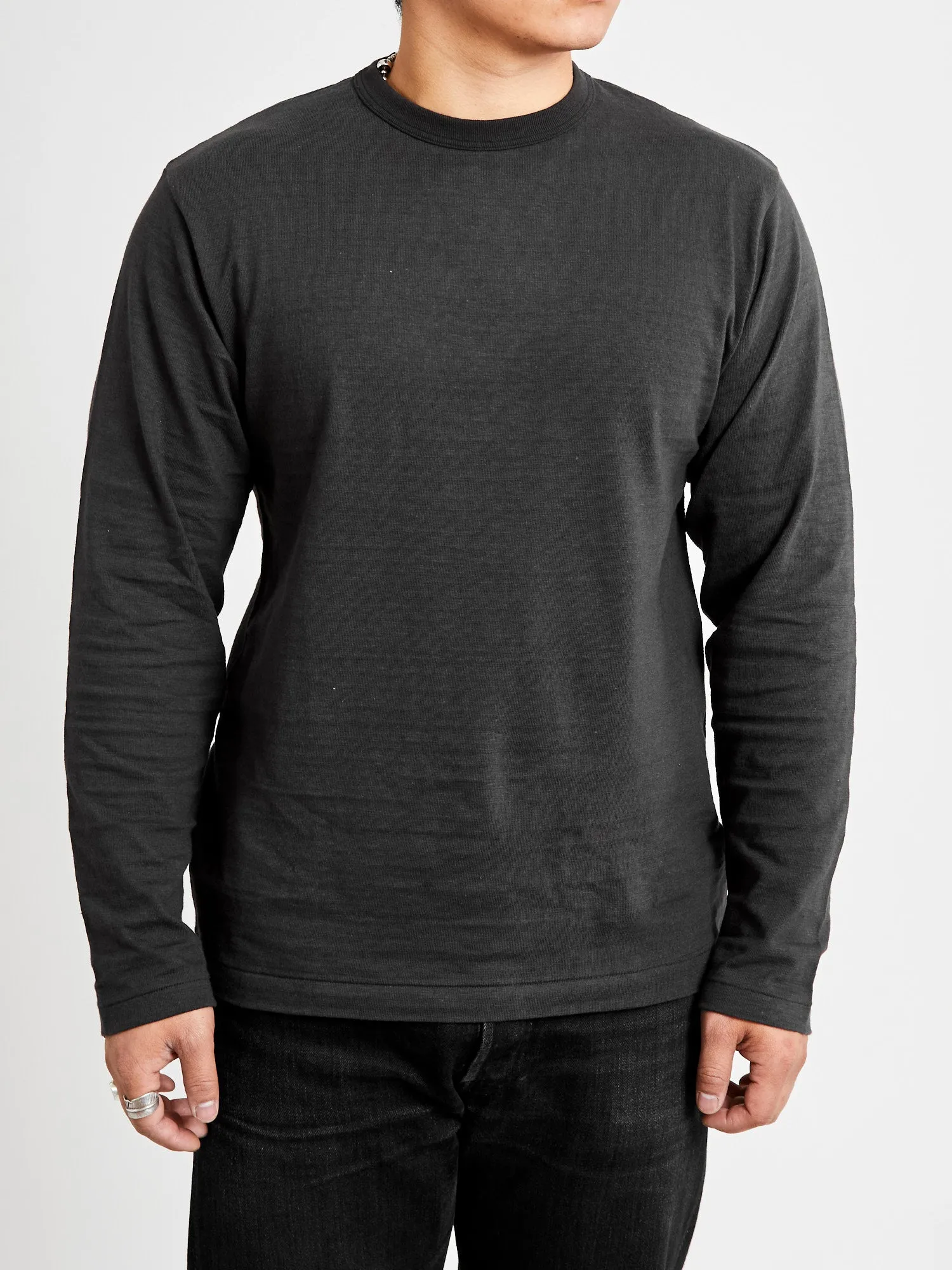 5906 Loopwheel Long Sleeve Tee in Black
