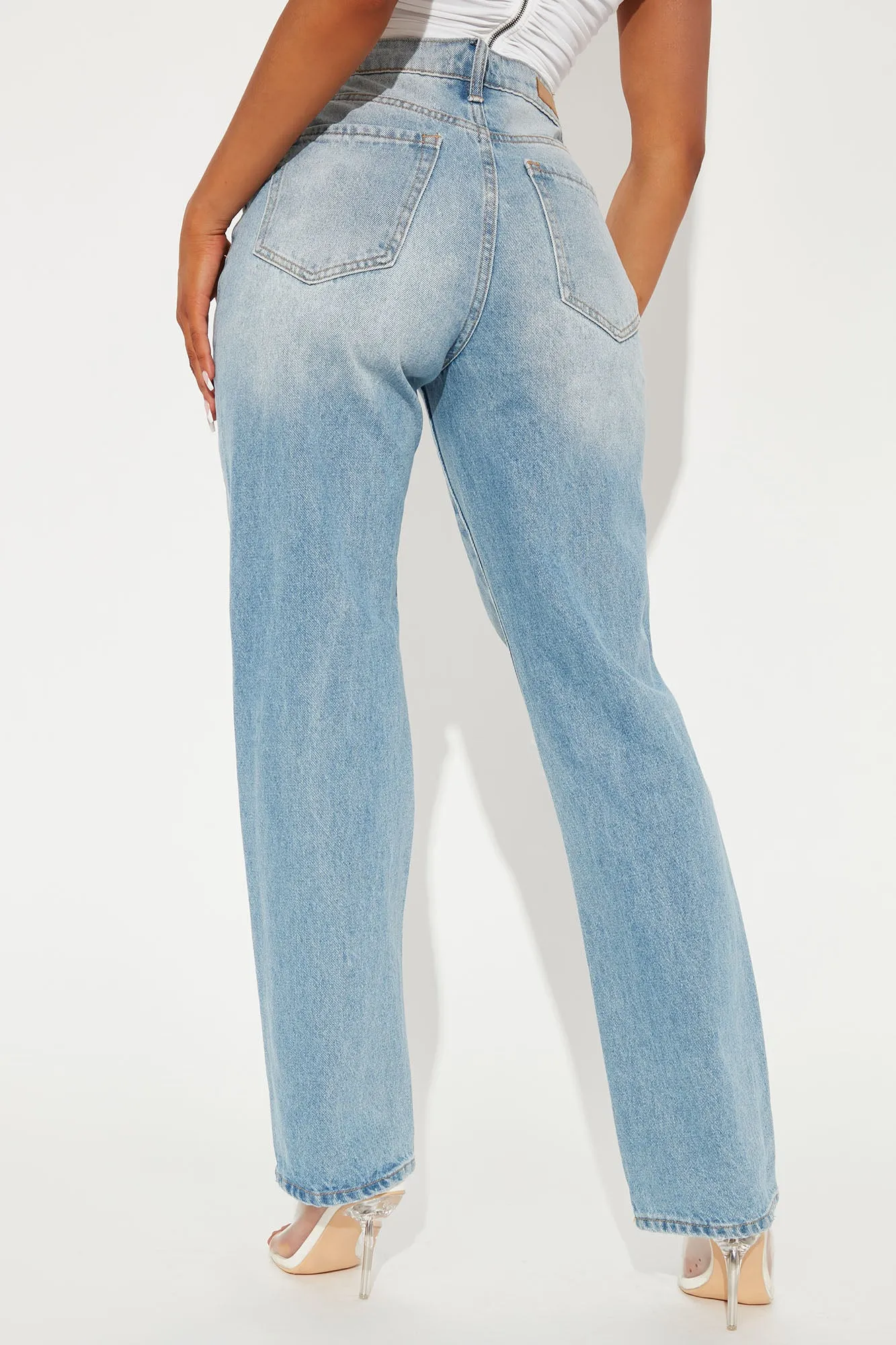 A Little Drama Destroyed 90's Straight Leg Jeans - Light Wash