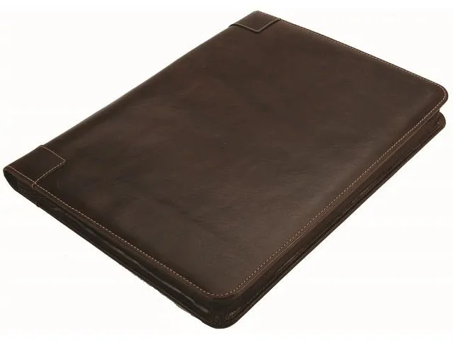 Adpel A4 Dakota Leather Zip Around Folder | Brown