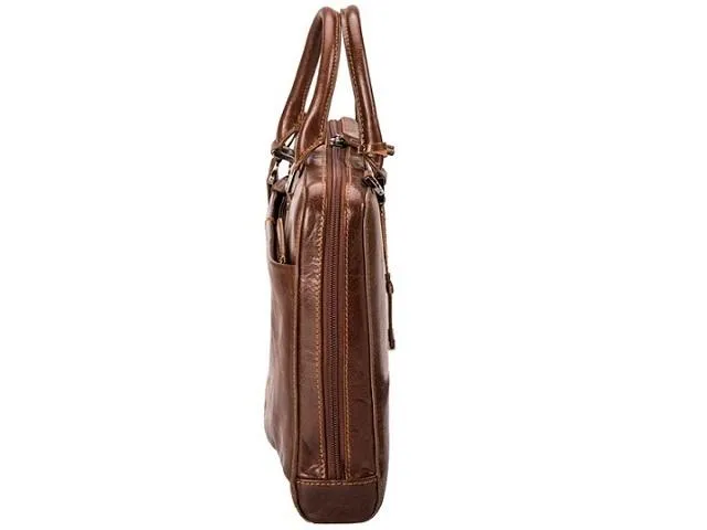 Adpel Fastlane Slim Leather 15" Laptop Bag | Brown