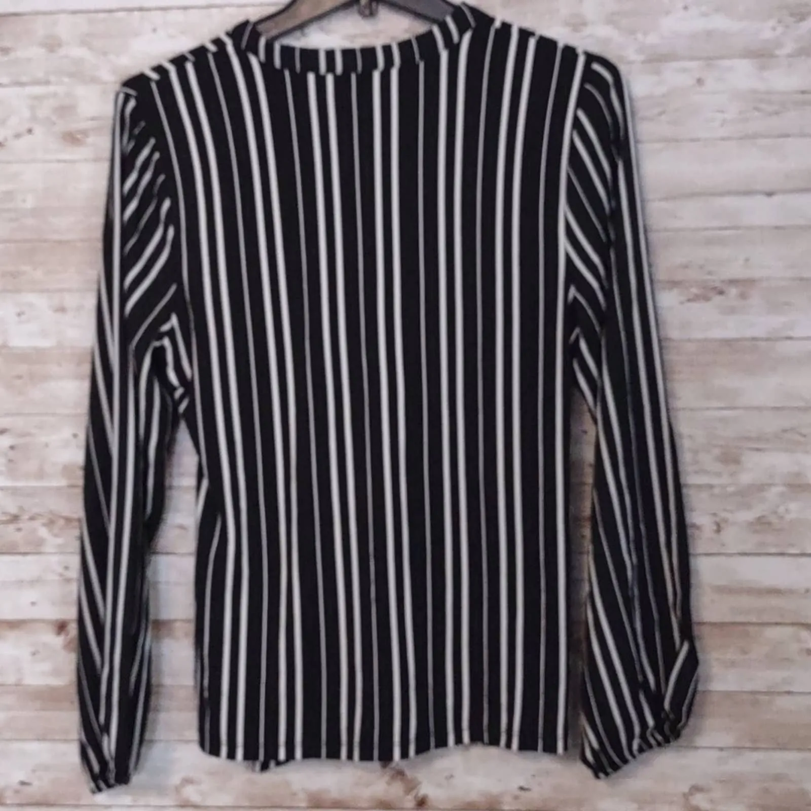 Alfani Striped Surplus Petite Top PM Black White