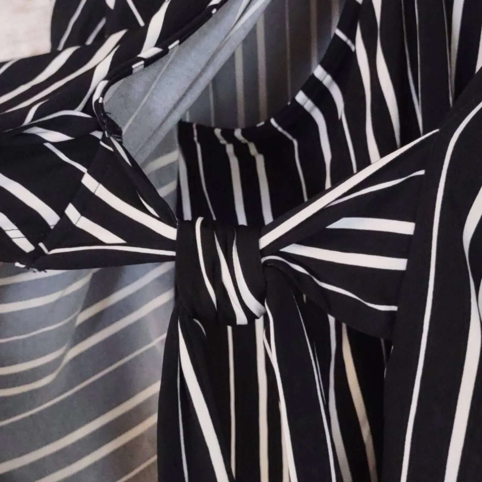 Alfani Striped Surplus Petite Top PM Black White