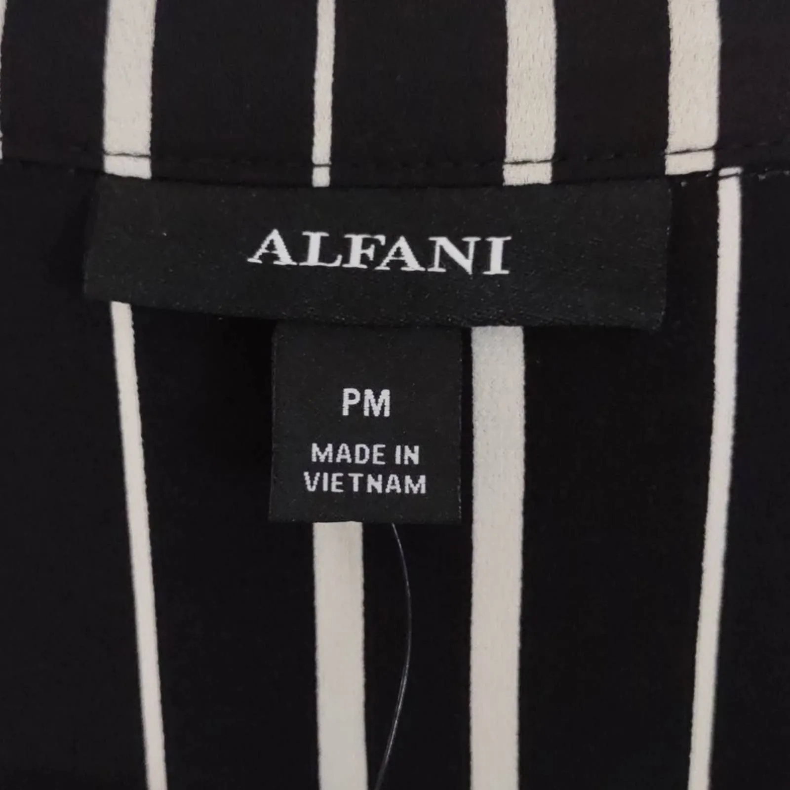 Alfani Striped Surplus Petite Top PM Black White