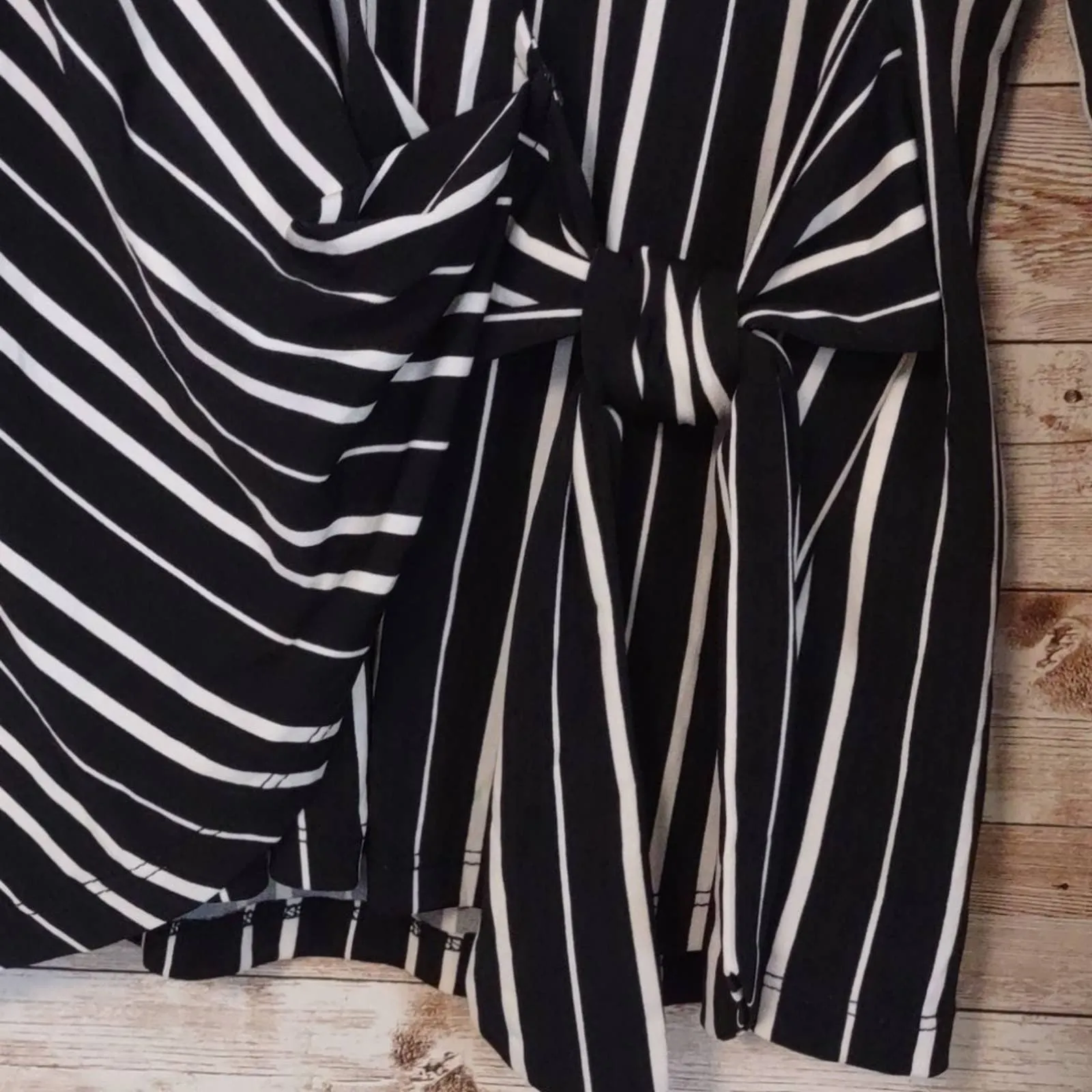 Alfani Striped Surplus Petite Top PM Black White