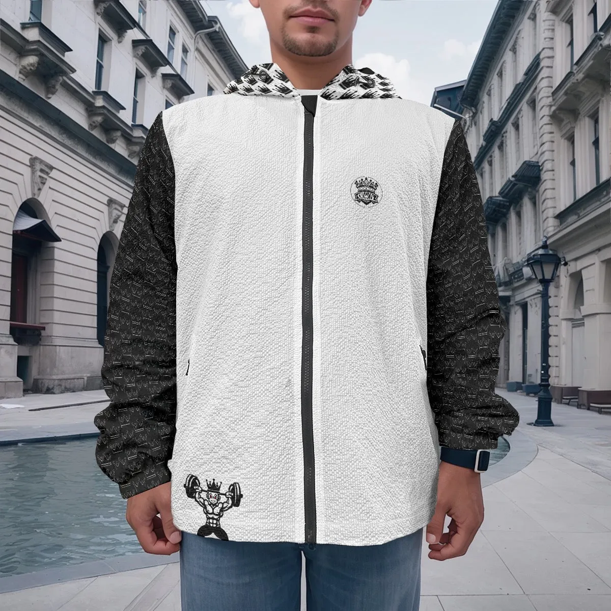 All-Over Print Men's Casual Zipper Jacket fitness theme