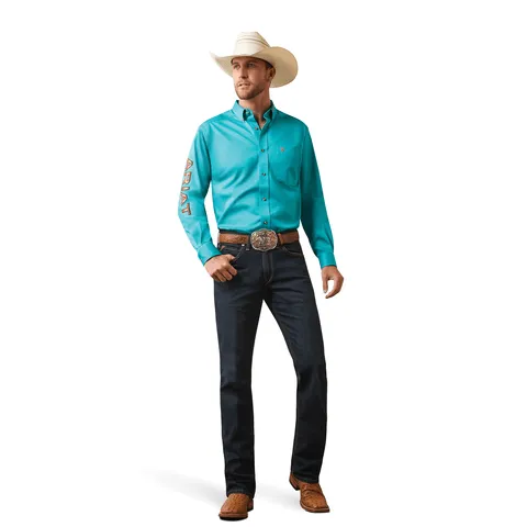 Ariat Men's Team Logo Twill Fitted Long Sleeve Shirt 10043569
