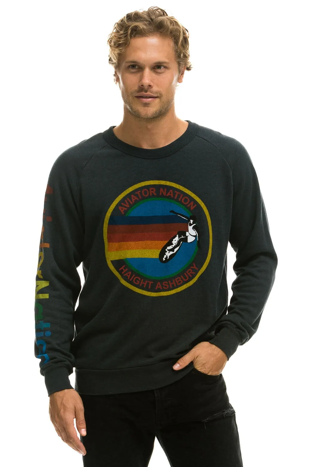 AVIATOR NATION HAIGHT ASHBURY SWEATSHIRT - CHARCOAL