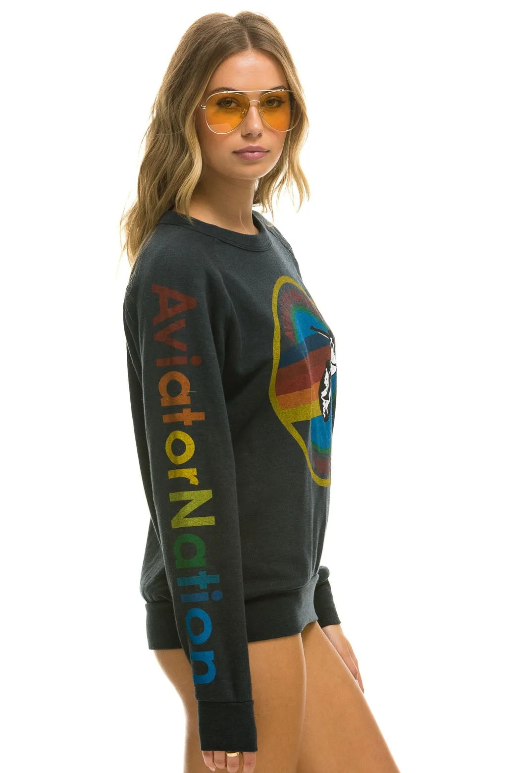 AVIATOR NATION HAIGHT ASHBURY SWEATSHIRT - CHARCOAL