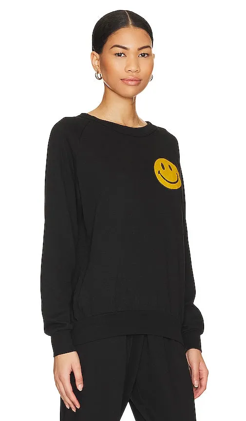 Aviator Nation Smiley 2 Crew Sweatshirt in Black