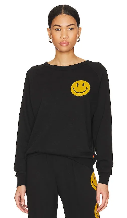 Aviator Nation Smiley 2 Crew Sweatshirt in Black