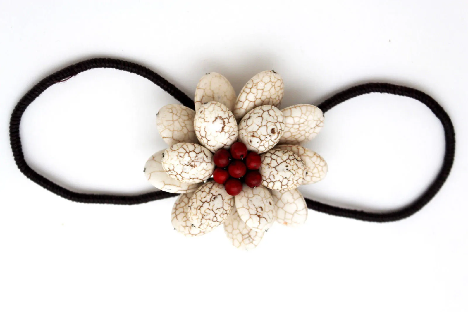 Beaded Flower Bracelet with Elastic Wristband