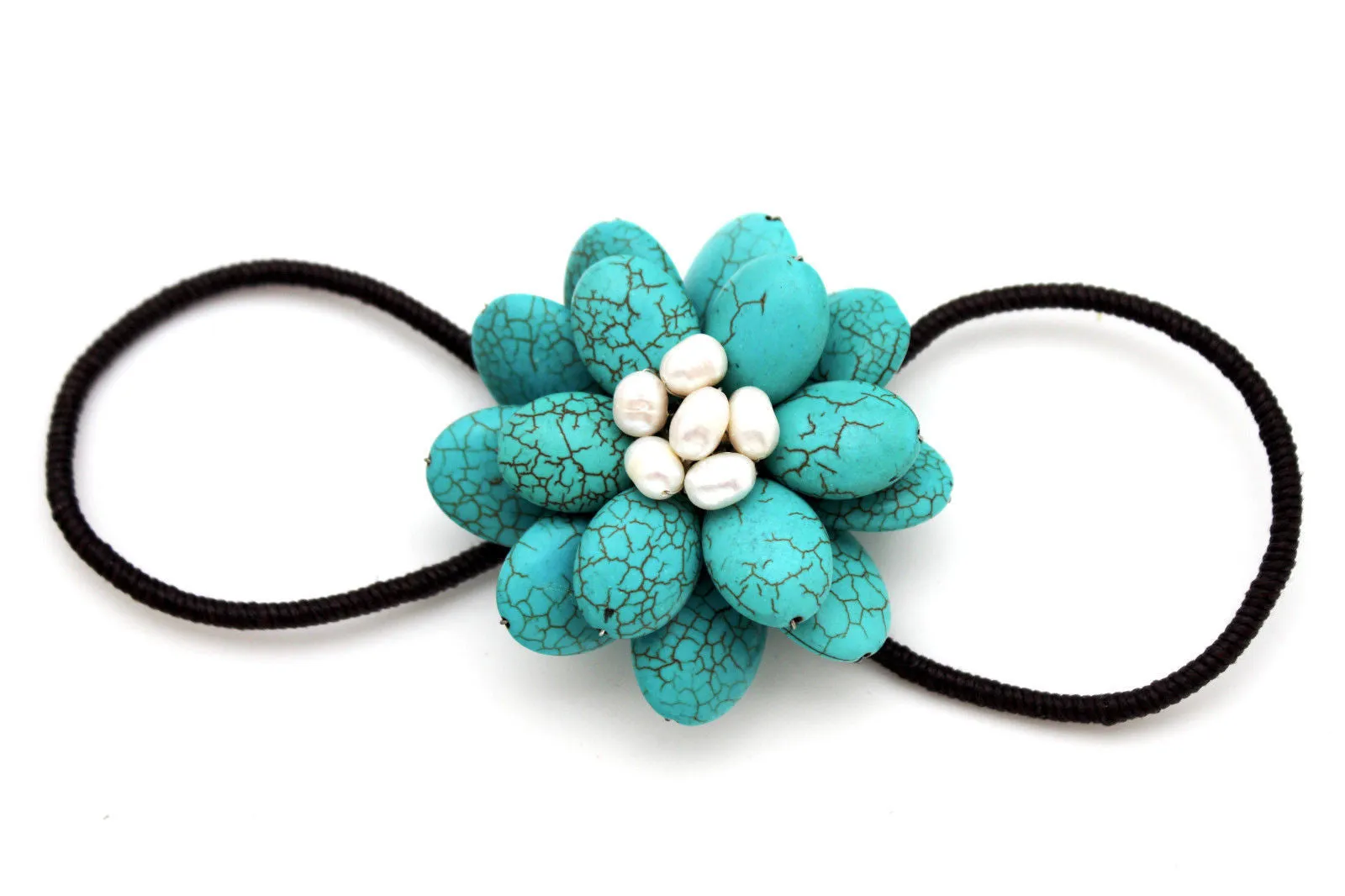 Beaded Flower Bracelet with Elastic Wristband