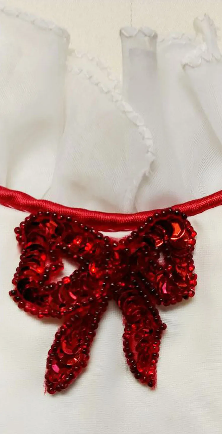 *BEAUTIFUL & UNIQUE VINTAGE '60s SPARKLING RED SEQUIN BEADED HEARTS SWEETHEART NECKLINE FORMAL FLOUNCE PROM GOWN / EVENING GOWN