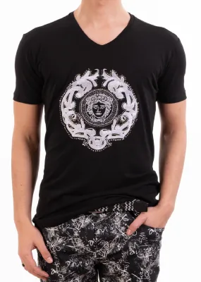 Black Silver Victorian Rhinestone Tee