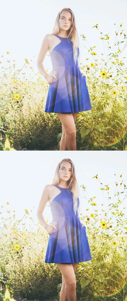 Blue short prom dress, cute blue homecoming dress