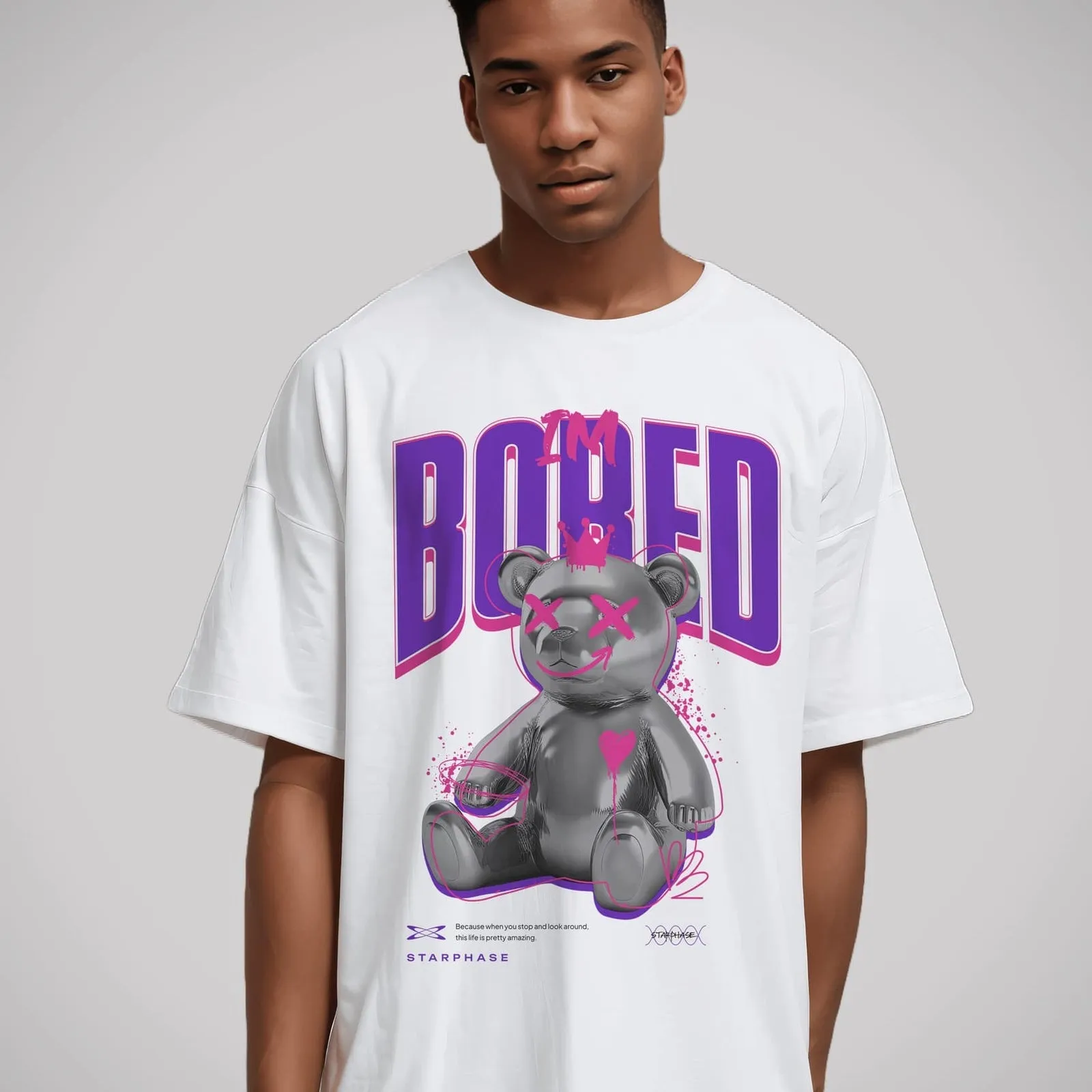 Bored Teddy Bear Graphic T-Shirt