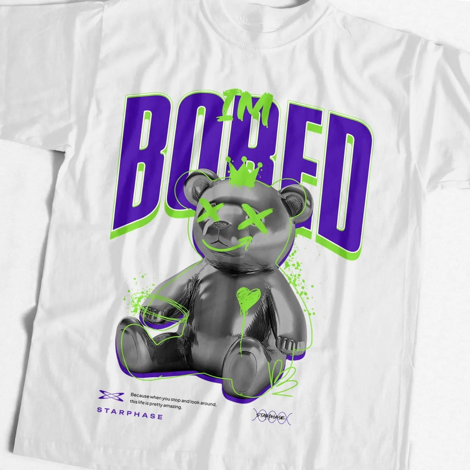 Bored Teddy Bear Graphic T-Shirt