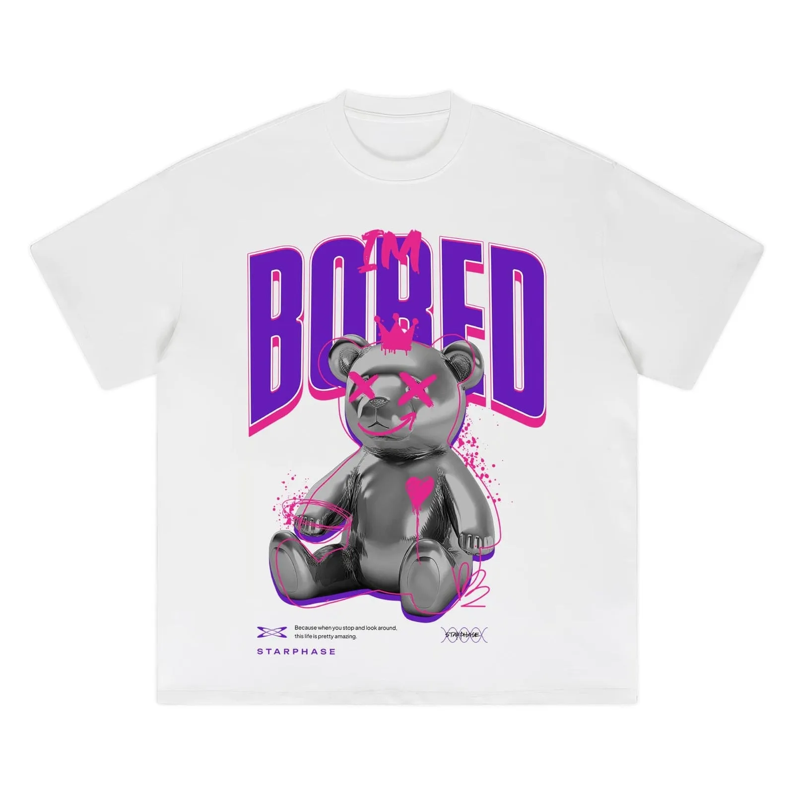 Bored Teddy Bear Graphic T-Shirt