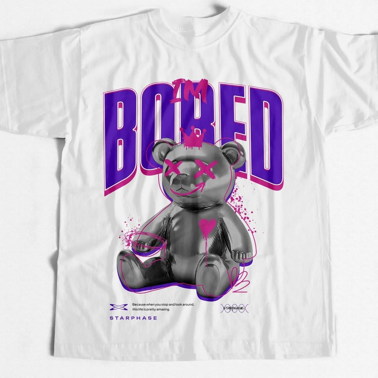 Bored Teddy Bear Graphic T-Shirt