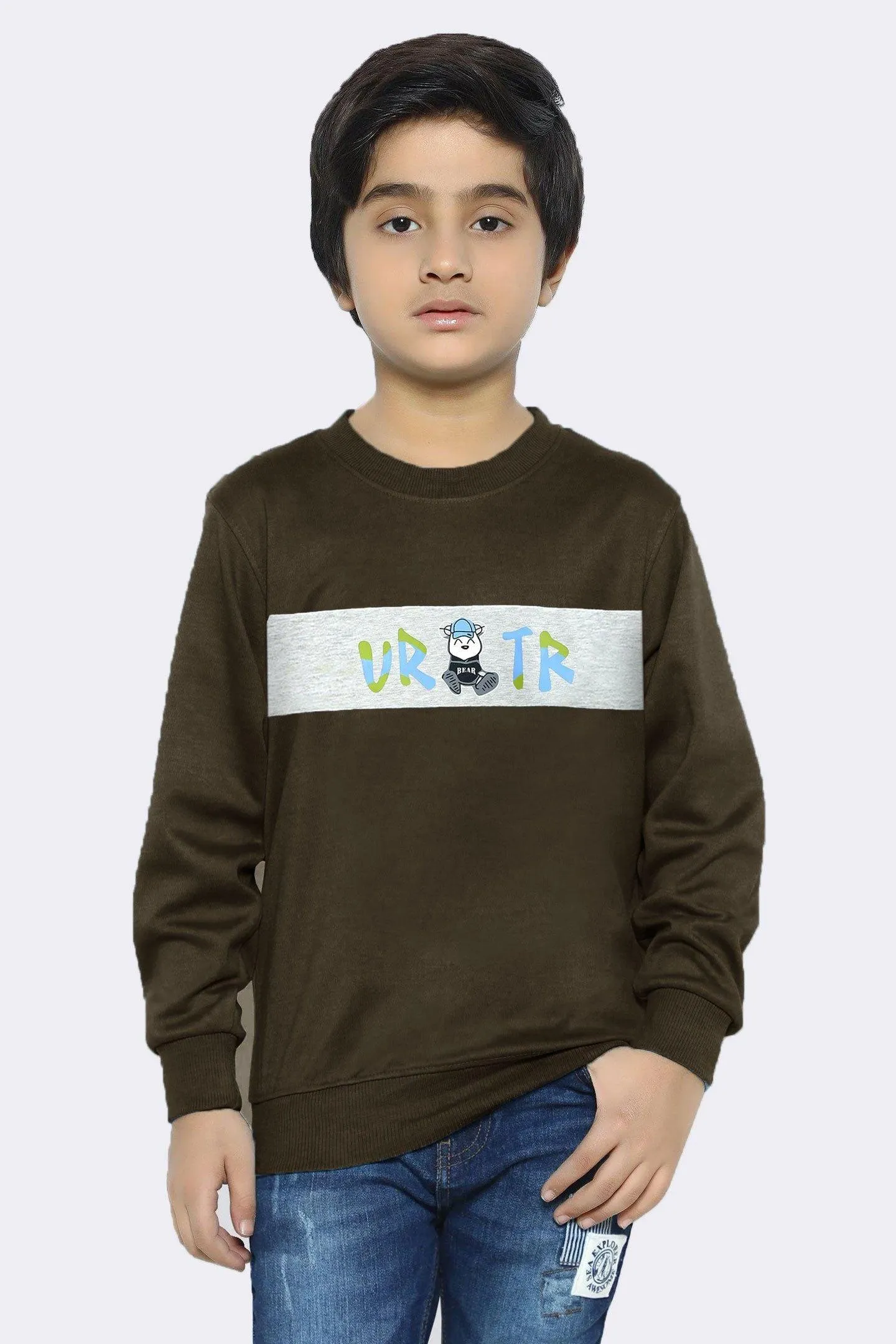 Boys Green Printed Sweatshirt