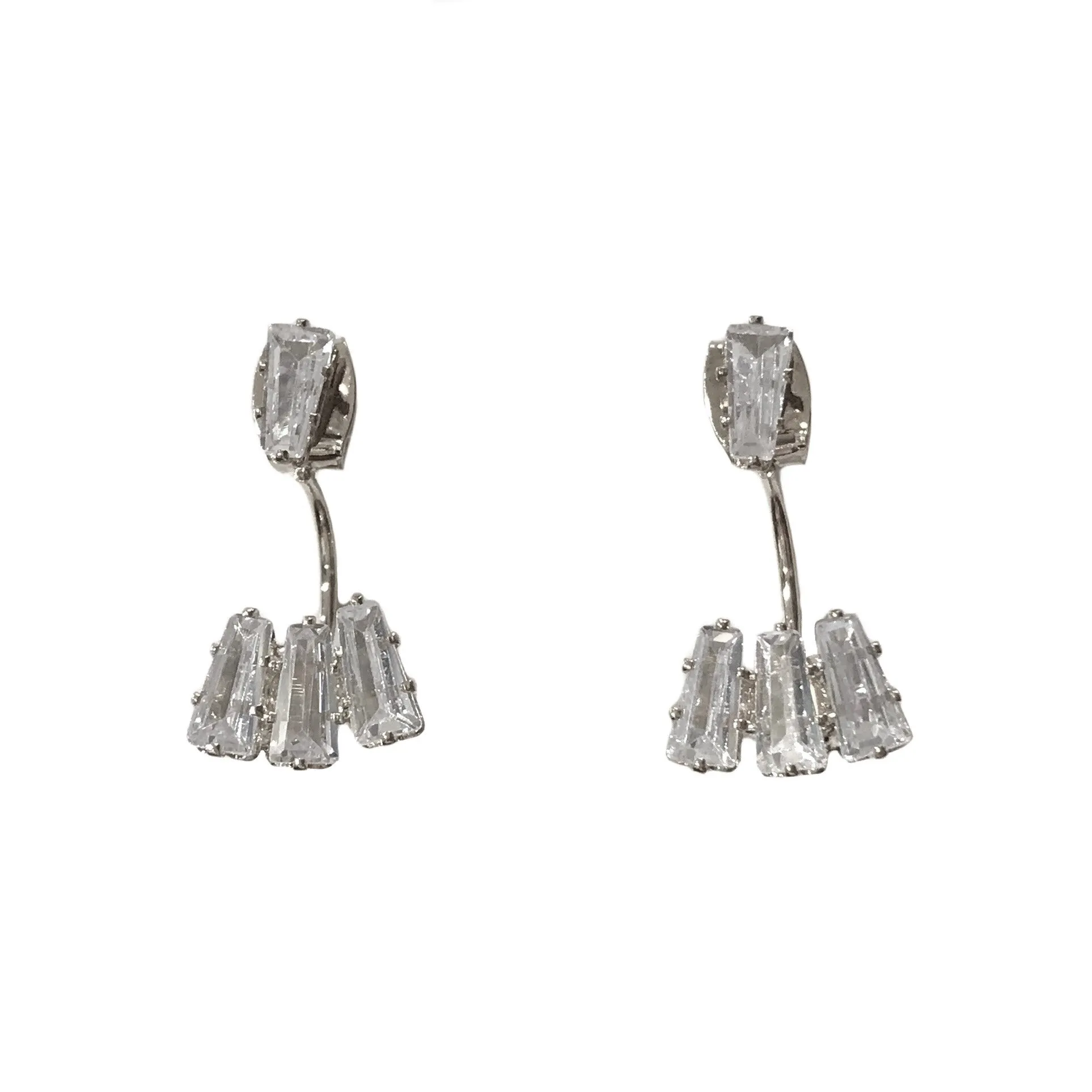 Brass Baguette Jacket Earrings
