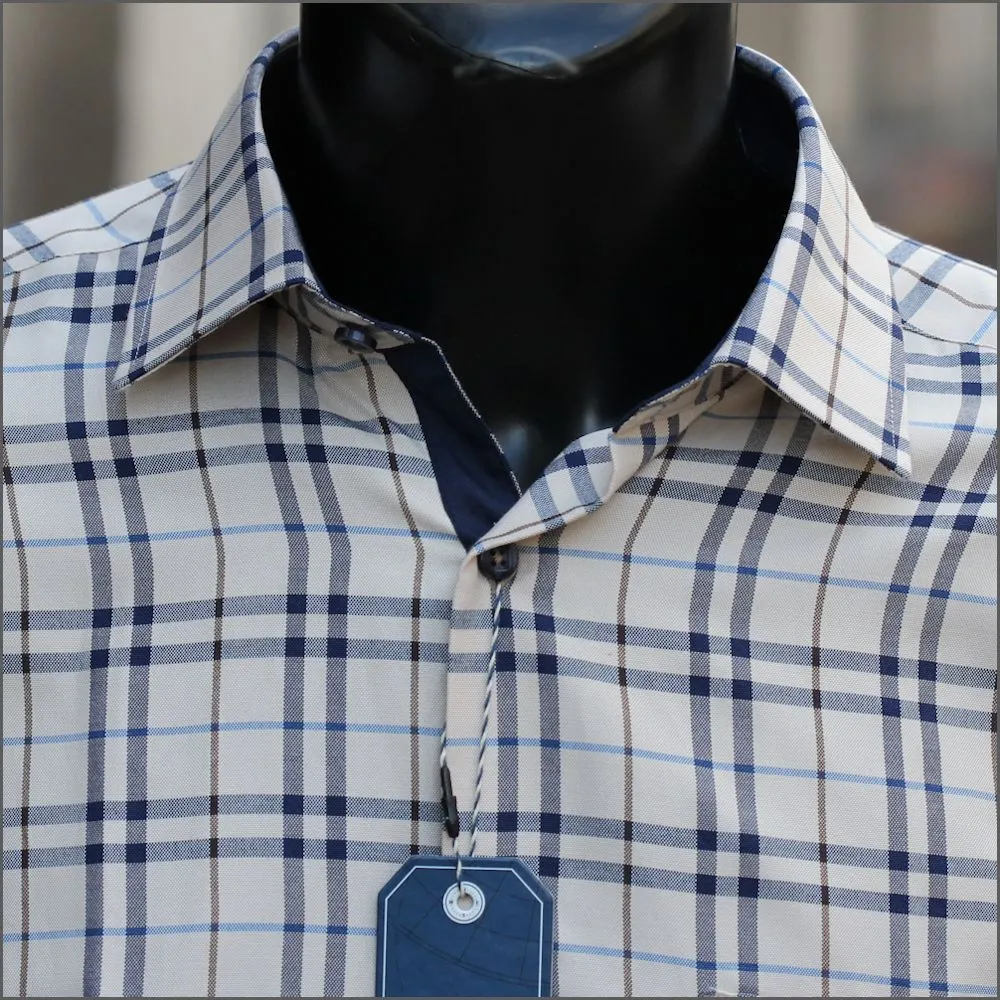 Drifter Giovanni Stone & Navy Check Shirt^