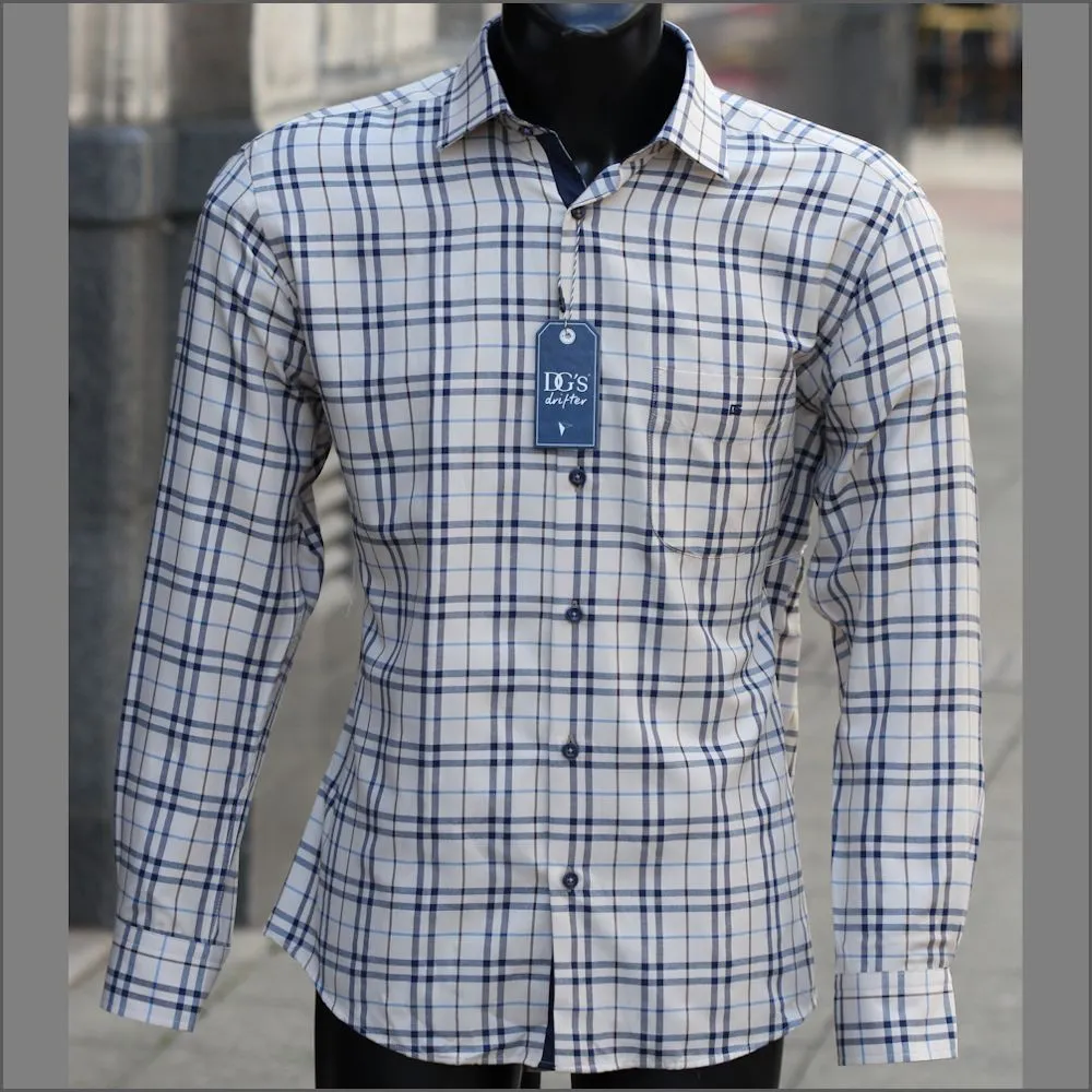 Drifter Giovanni Stone & Navy Check Shirt^