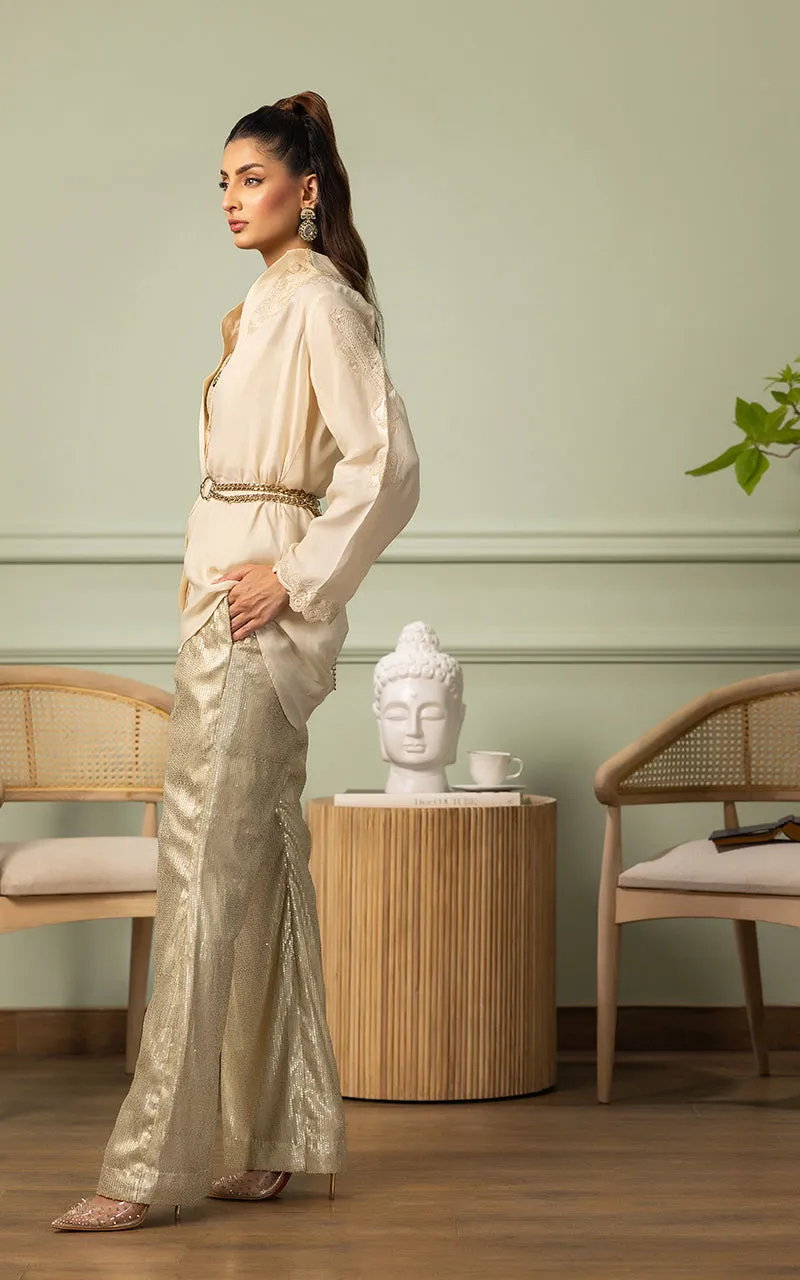 EMBROIDERED TOP WITH TUBE AND SEQUINS TROUSER