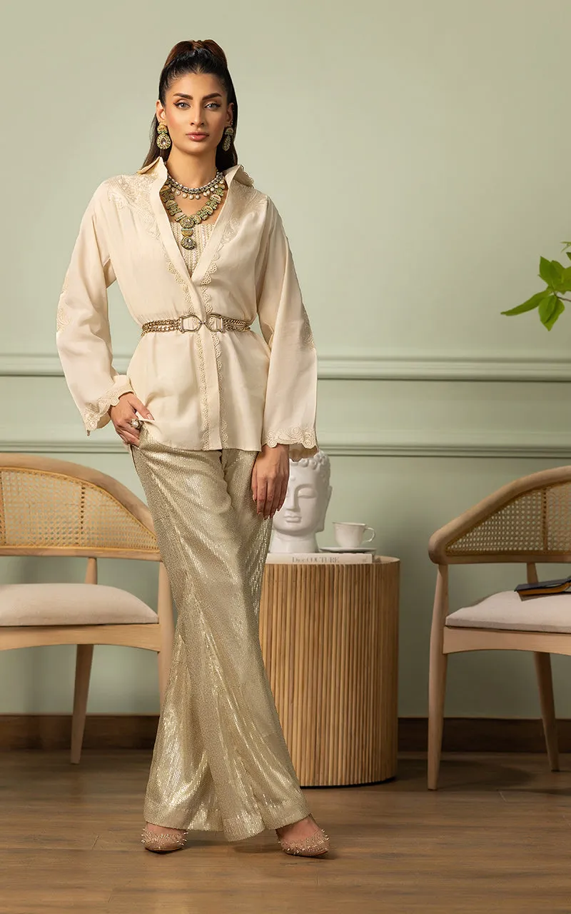 EMBROIDERED TOP WITH TUBE AND SEQUINS TROUSER