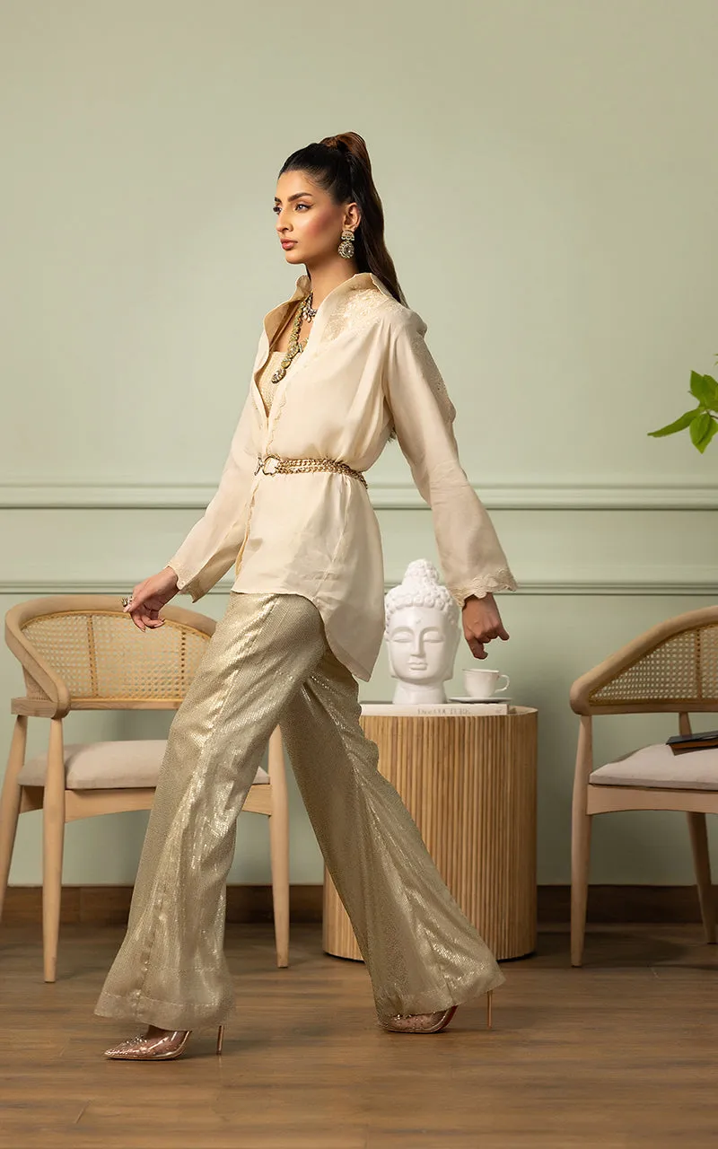 EMBROIDERED TOP WITH TUBE AND SEQUINS TROUSER