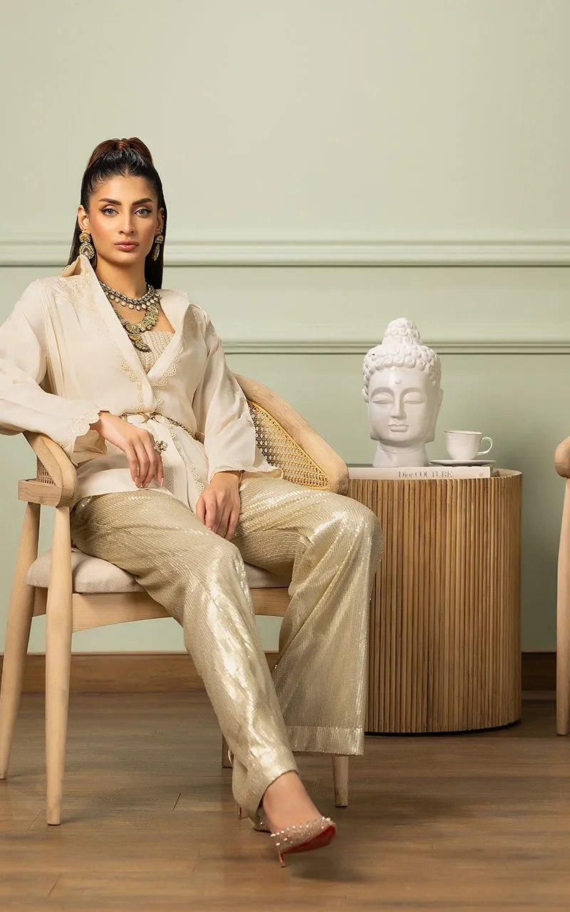 EMBROIDERED TOP WITH TUBE AND SEQUINS TROUSER