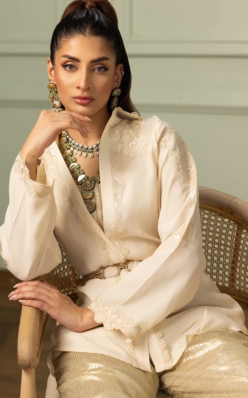 EMBROIDERED TOP WITH TUBE AND SEQUINS TROUSER