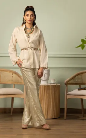 EMBROIDERED TOP WITH TUBE AND SEQUINS TROUSER