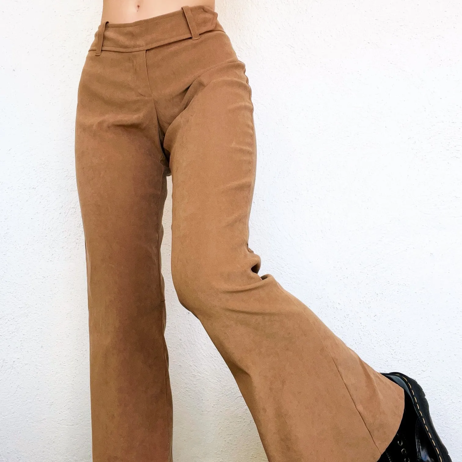 Faux Suede Lace Up Flares