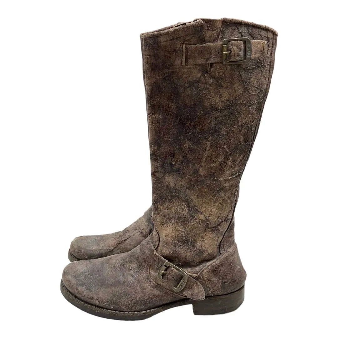 Frye Veronica Distressed Tall Leather Boots Size 7