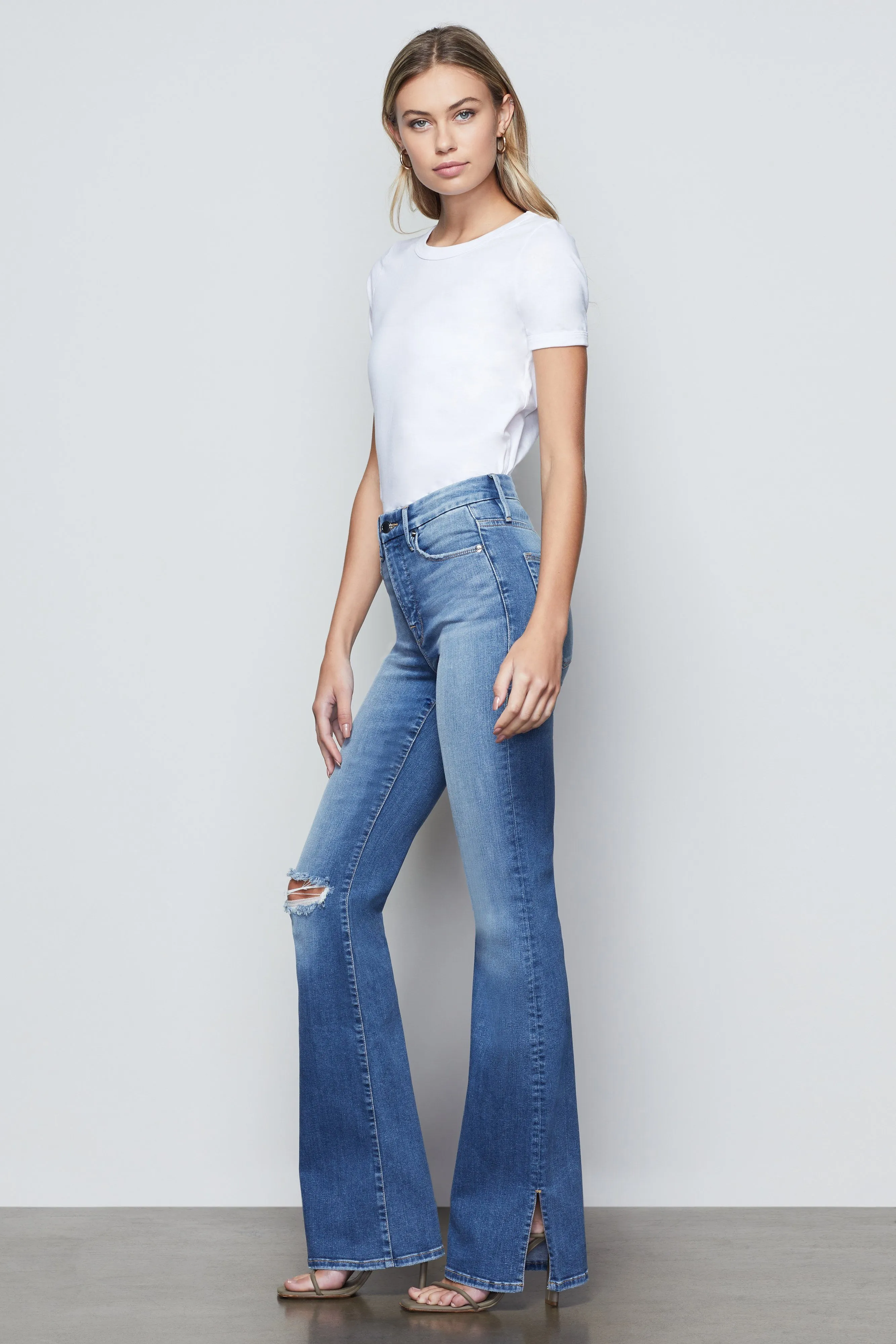 GOOD FLARE W/ SPLIT HEM | BLUE458