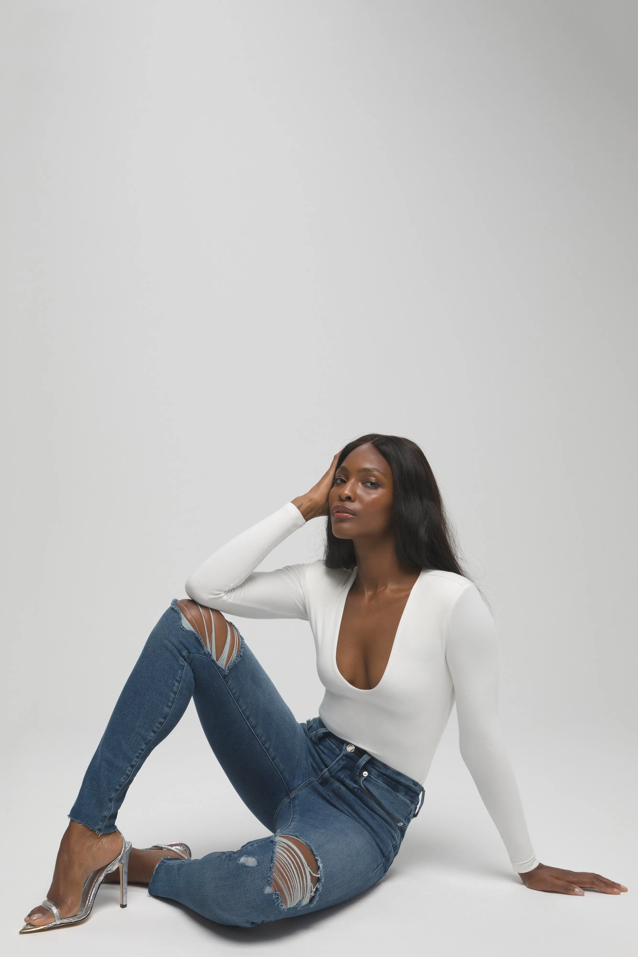 GOOD WAIST CROP RAW EDGE | BLUE533