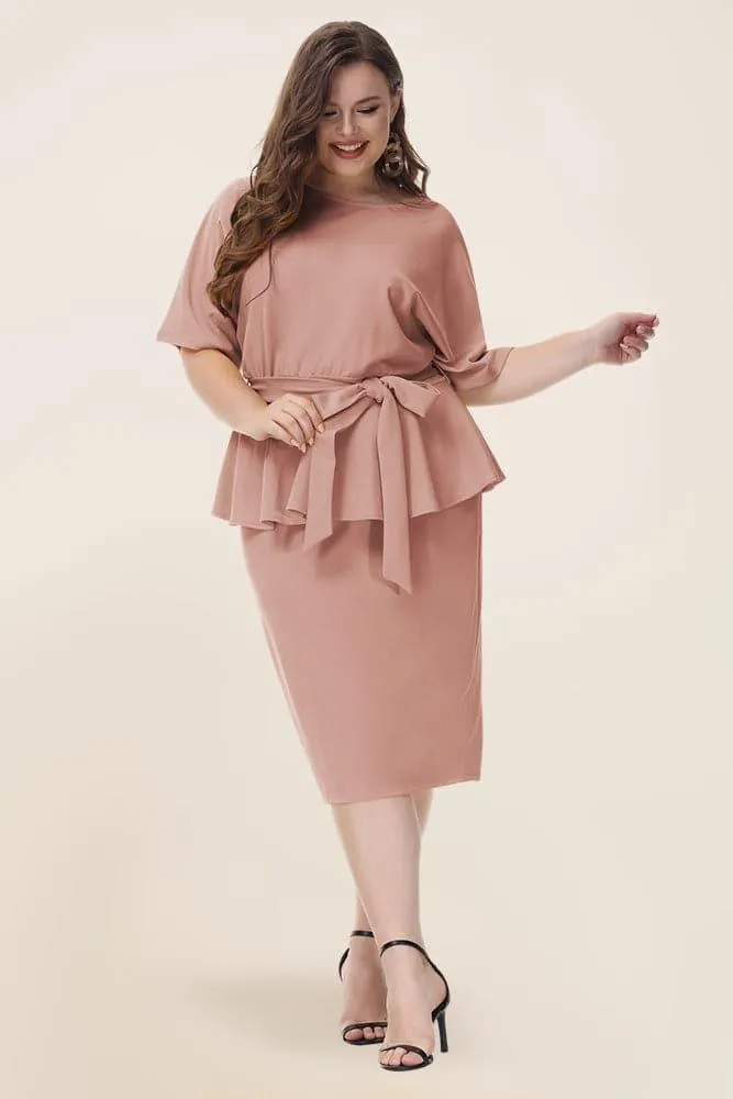 HN Twinset Sleeve Scoop Neck Bodycon Dress