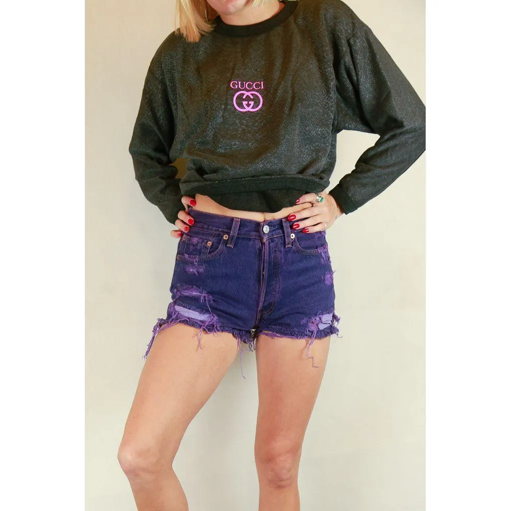 Levis 501 Purple wash Denim Cut Off Shorts - Size 27